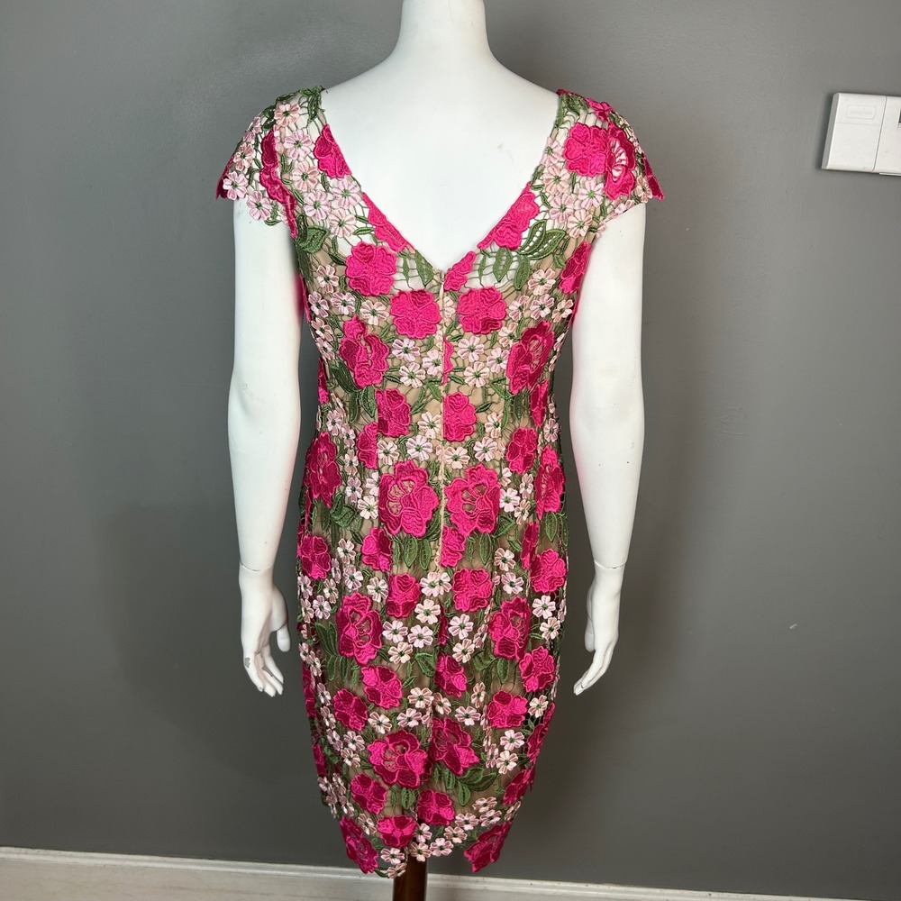 Xscape Floral Embroidered Sheath Dress Size 8 Lace wedding cocktail Formal - Picture 6 of 13